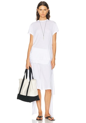 Toteme Tie Waist Jersey Top in White - White. Size L (also in S, XS, M).