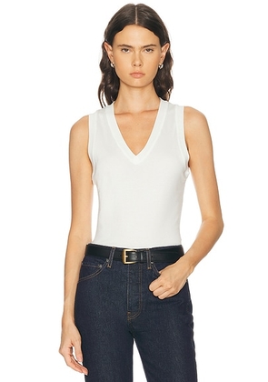 RENGGLI V-Neck Tank Top in Chalk - White. Size S (also in XS, M, L).