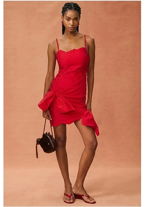 THE ATTICO for FWRD Embroidered Edge Mini Dress in Red. Size 38 (also in 36, 40).