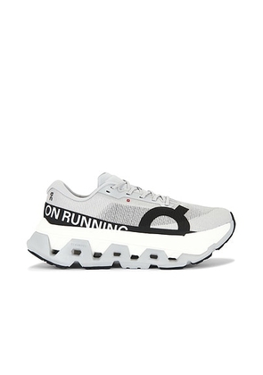 On Cloudmonster 3 Hyper in Glacier & Black - Grey. Size 11 (also in 8, 8.5, 9, 9.5, 10, 10.5, 11.5, 12, 13).