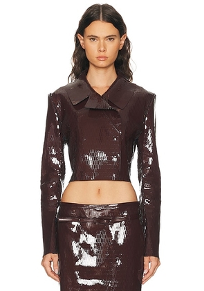 TOM FORD Nappa Double Breasted Jacket in Maroon & Black - Burgundy. Size 44 (also in ).