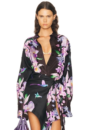 THE ATTICO Floral Shirt in Multicolor - Black. Size 44 (also in 36, 38, 40).