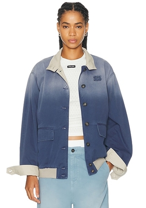 Miu Miu Twill Old Panama Reversibile Jacket in Divisa & Calce - Blue. Size 40 (also in 42).