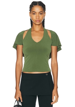 Sandy Liang Bellini Top in Olive - Olive. Size S (also in XS, M, L).