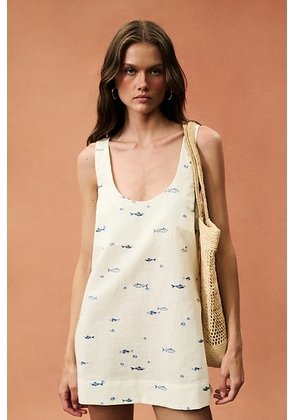 L'Academie for FWRD Kyra Mini Dress in Marina Abstract - White. Size XL (also in S, XXS, XS, M, L).