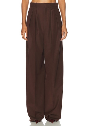 Saint Laurent Straight Leg Pant in Chocolat - Brown. Size 42 (also in 36, 38, 40).