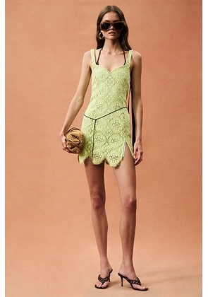 THE ATTICO for FWRD Lace Mini Dress in Light Green. Size 36 (also in 38, 40, 42, 44).
