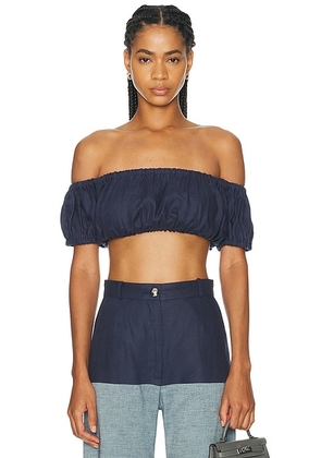 MATTHEW BRUCH Bubble Crop Top in Navy - Navy. Size M (also in XS, S, L).