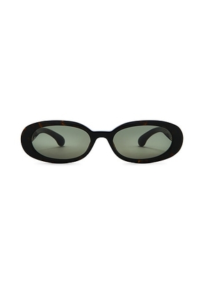 Sporty & Rich Frame N.10 Sunglasses in Tortoise & Gold - Brown. Size all.