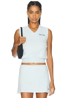 Sporty & Rich Signature Logo Terry Sweater Vest in Ciel - Baby Blue. Size XL (also in XS, S, M, L).