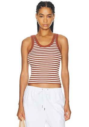 House of Dagmar Ribbed Tank Top in White Mahogany Red - Red. Size L (also in S, M).