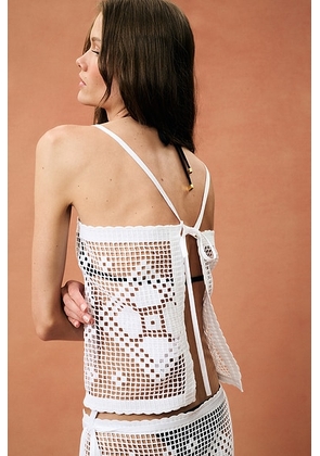 St. Agni for FWRD Geometric Crochet Tie Top in White - White. Size M-L (also in XS-S).