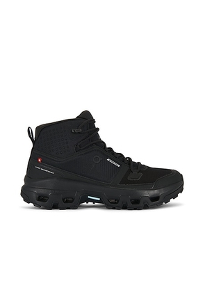 On Cloudrock Mid Wp in Black & Black - Black. Size 13 (also in 7, 7.5, 8, 8.5, 9, 9.5, 10, 10.5, 11, 11.5, 12).