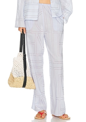 Toteme Monogram Cotton Blend PJ Pant in Sky - Baby Blue. Size 36 (also in 32, 34, 38, 40, 42).