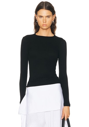 SABLYN Quincy Long Sleeve Fitted Crewneck Tee in Black - Black. Size XS (also in S, M).