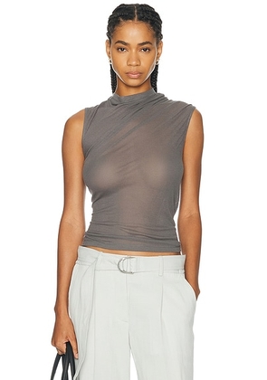 Helmut Lang Sheer Twist Tank Top in Dark Grey - Grey. Size XS (also in S, M).