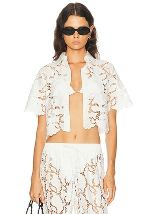 NICHOLAS Sonora Relaxed Crop Top in Ivory - Ivory. Size 2 (also in 4, 6, 8).