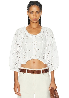Sandy Liang Palisades Top in White - White. Size 6 (also in 0, 2, 4, 8).