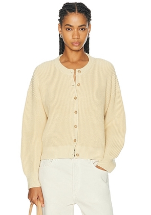 Jenni Kayne Cotton Hayes Crewneck Cardigan in Pale Yellow - Yellow. Size XS (also in S, M, L).
