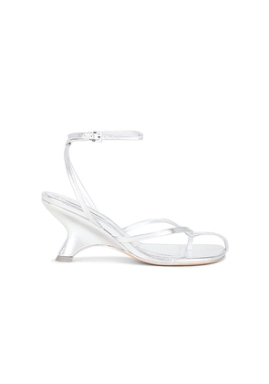 SIMKHAI Kelsey Metallic Leather Strappy Wedge in Metallic Silver. Size 36. Also in 37, 38, 39, 41.
