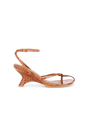 SIMKHAI Kelsey Embossed Leather Strappy Wedge in Brown. Size 36. Also in 37, 38, 39, 41.
