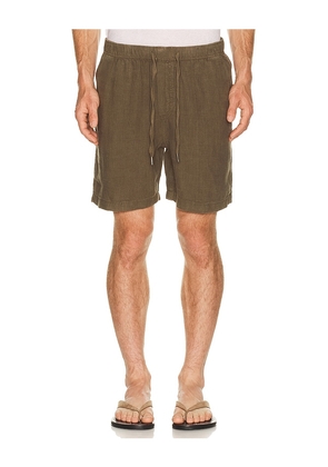 Faherty Essential 6.5 Linen Short in Brown. Size S. Also in M, L, XL/1X.