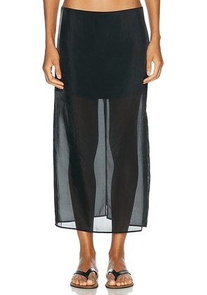 SANS FAFF Cove Silk Skirt in Black - Black. Size M (also in XS, S, L).