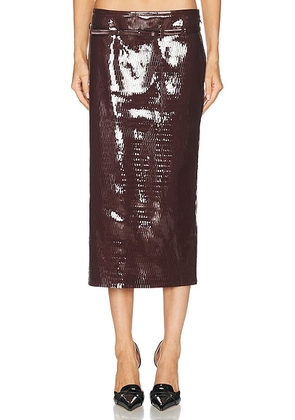 TOM FORD Nappa Pencil Skirt in Maroon & Black - Burgundy. Size 44 (also in ).