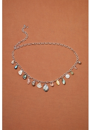 CHAN LUU for FWRD Stoned Pendant Belt in Multi - Metallic Silver,Blue. Size all.