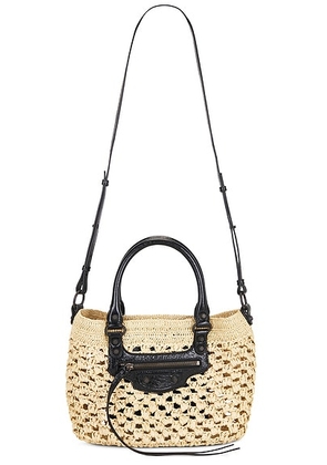 Balenciaga Le City Small Basket Bag in Natural & Black - Beige. Size all.
