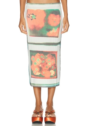 Staud Noemi Skirt in Superbloom Scarf - White. Size S (also in XS, M, L).