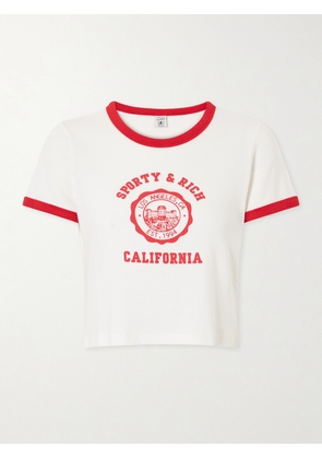 Sporty & Rich - Printed Cotton-jersey T-shirt - White - x small,small,medium,large,x large