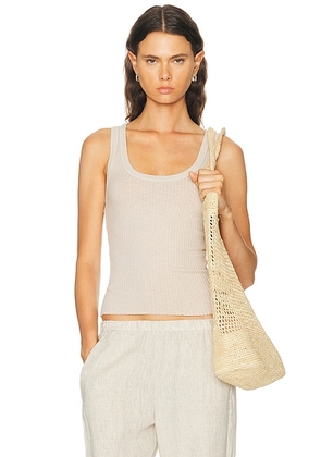 Enza Costa Military Rib Crop Tank Top in Flax - Neutral. Size L (also in M).