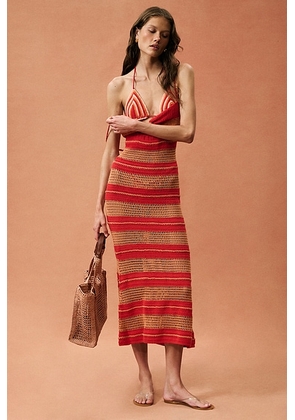 Akoia Swim for FWRD Crochet Maxi Dress in Red & Brown - Red. Size L (also in S).