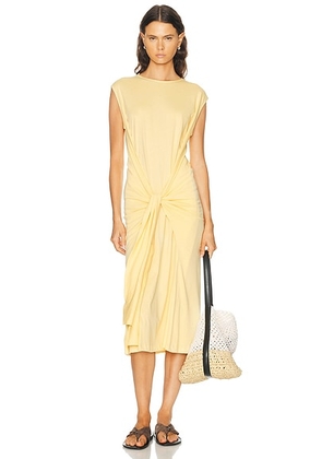 Toteme Tie Waist Jersey Dress in Buttercup - Yellow. Size S (also in XS, M).