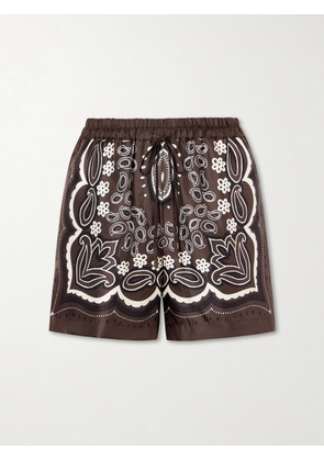 Nili Lotan - Frances Bandana-print Silk-twill Shorts - Brown - x small,small,medium,large,x large