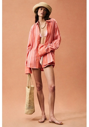 Marrakshi Life for FWRD French Cuff Striped Cotton Shirt in N/A - Pink. Size L (also in S, M).