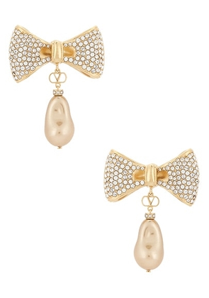 Valentino Garavani Sans Fin Perla Barocca Earrings in Oro 18  Bronze  & Crystal - Metallic Gold. Size all.