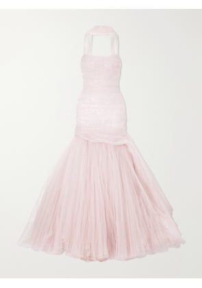 Marmar Halim - Sequin-embellished Draped Tulle Gown - Pink - EU 36,EU 38,EU 40