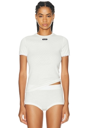 Miu Miu Pointelle Top in Bianco - White. Size S (also in L).