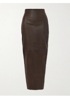 Rick Owens - Dirt Pillar Textured-leather Maxi Skirt - Brown - IT38,IT40,IT42,IT44,IT46,IT48