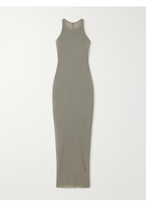 Rick Owens - Tank Ribbed-jersey Halterneck Midi Dress - Gray - IT38,IT40,IT42,IT44,IT46,IT48