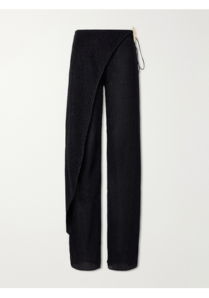 Oséree - Lumiere Embellished Lurex Wide-leg Pareo Pants - Black - small,medium,large,x large