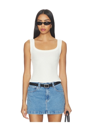 LNA Banded Ribbed Scoop Tank in Ivory. Size S. Also in XS, M, XL.