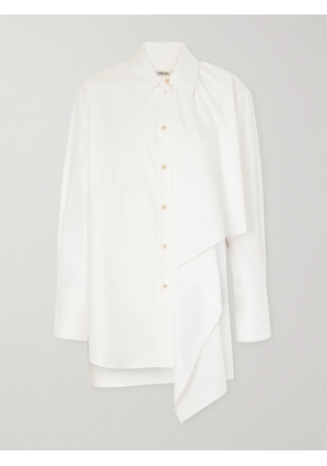 OSSOU - Tess Draped Cotton Poplin Shirt - Neutrals - x small,small,medium,large