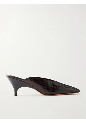 Le Monde Béryl - Petra 70 Snake-effect Leather Mules - Animal Print - IT36,IT36.5,IT37,IT37.5,IT38,IT38.5,IT39,IT39.5,IT40,IT40.5,IT41,IT41.5,IT42