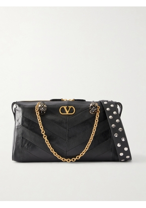 Valentino Garavani - Panthea Embellished Leather Medium Shoulder Bag - Black - One size