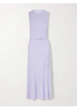 Gabriela Hearst - Meier Belted Ribbed Wool And Cashmere-blend Midi Dress - Blue - x small,small,medium,large,x large