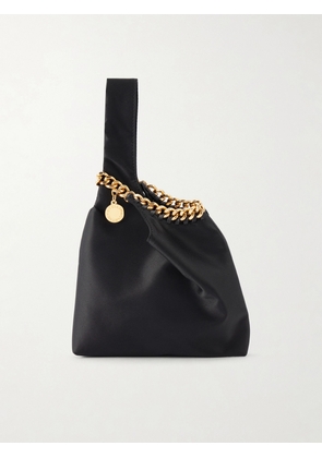 Stella McCartney - Farabella Logo-embellished Gold-tone And Satin Wristlet Tote - Black - One size