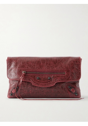 Balenciaga - Le City Crinkled-leather Clutch - Red - One size